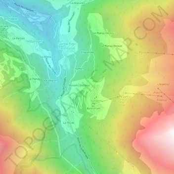 Topografische Karte Montalbert, Höhe, Relief