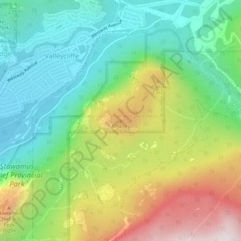 Topografische Karte Slhanay, Höhe, Relief