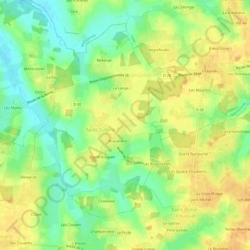 Topografische Karte Viare Chossat, Höhe, Relief