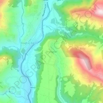 Topografische Karte Shingatar, Höhe, Relief