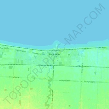 Topografische Karte Belle River, Höhe, Relief