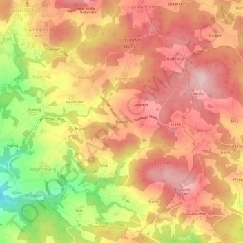 Topografische Karte Entholz, Höhe, Relief