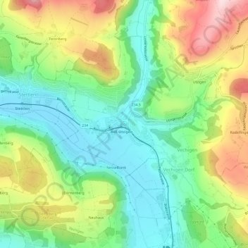 Topografische Karte Boll, Höhe, Relief
