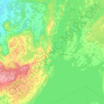 Topografische Karte Orillia, Höhe, Relief