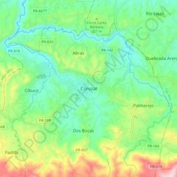 Topografische Karte Corozal, Höhe, Relief