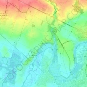 Topografische Karte La Tiffardière, Höhe, Relief