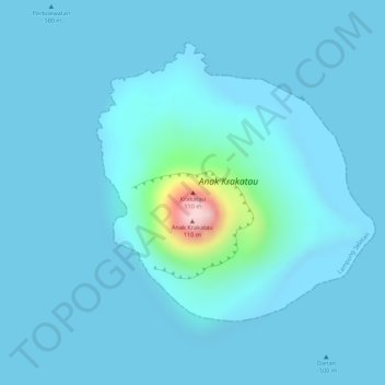 Topografische Karte Krakatoa, Höhe, Relief