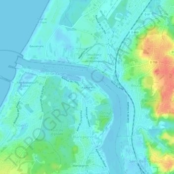 Topografische Karte Le Lazaret, Höhe, Relief