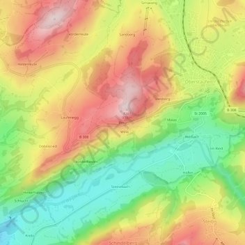 Topografische Karte Berg, Höhe, Relief