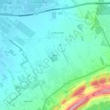 Topografische Karte Boiças, Höhe, Relief
