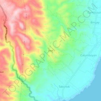 Topografische Karte Daat, Höhe, Relief