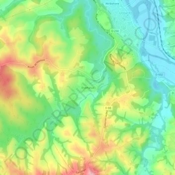 Topografische Karte Etxehasia, Höhe, Relief