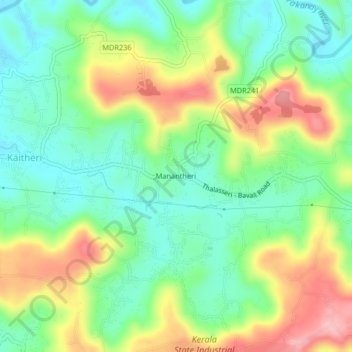 Topografische Karte Manantheri, Höhe, Relief