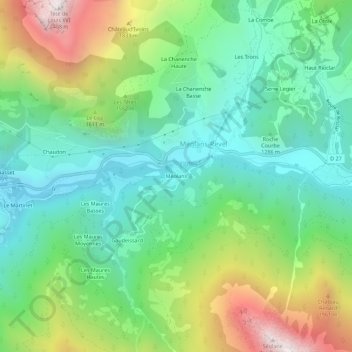 Topografische Karte Méolans, Höhe, Relief