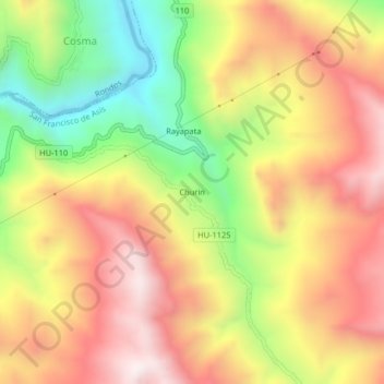 Topografische Karte Churin, Höhe, Relief