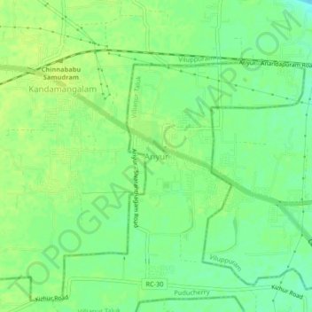 Topografische Karte Ariyur, Höhe, Relief