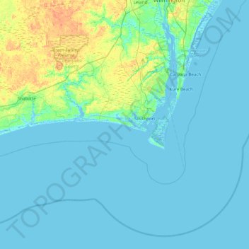 Topografische Karte Oak Island, Höhe, Relief