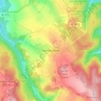 Topografische Karte Ammelsdorf, Höhe, Relief