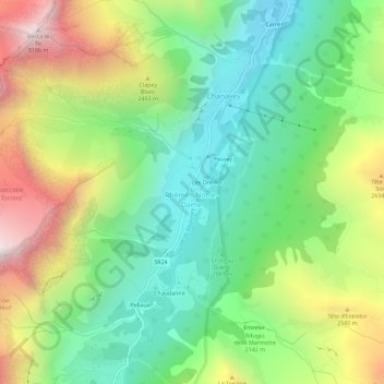Topografische Karte Bruil (Capoluogo), Höhe, Relief