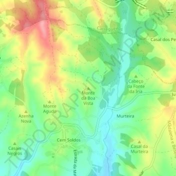 Topografische Karte Monte da Boa Vista, Höhe, Relief