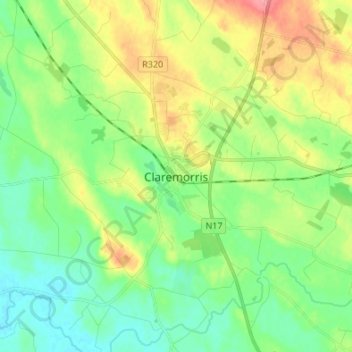 Topografische Karte Claremorris, Höhe, Relief