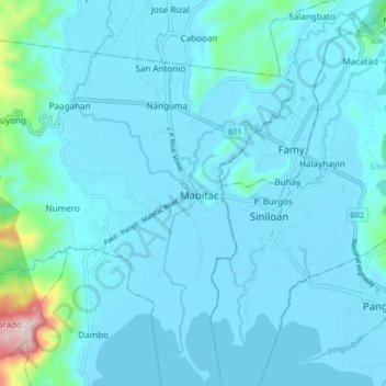Topografische Karte Mabitac, Höhe, Relief