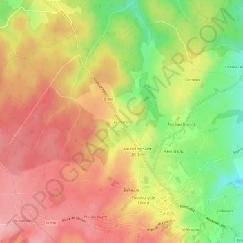 Topografische Karte Le Perron, Höhe, Relief