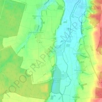 Topografische Karte Oberegg, Höhe, Relief