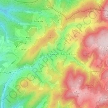 Topografische Karte Brettental, Höhe, Relief
