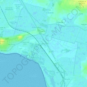 Topografische Karte Les Trois Canons, Höhe, Relief
