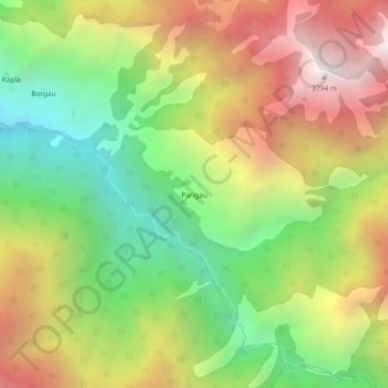 Topografische Karte Parigau, Höhe, Relief