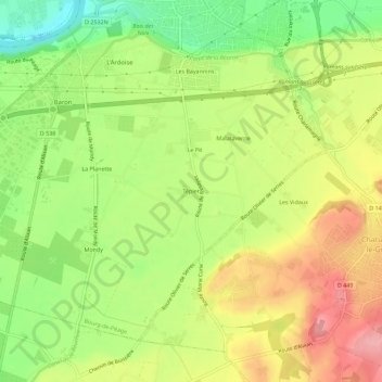 Topografische Karte Tépier, Höhe, Relief