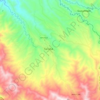 Topografische Karte Tacuba, Höhe, Relief
