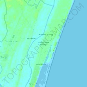 Topografische Karte Ampanalana Parcelle 5, Höhe, Relief