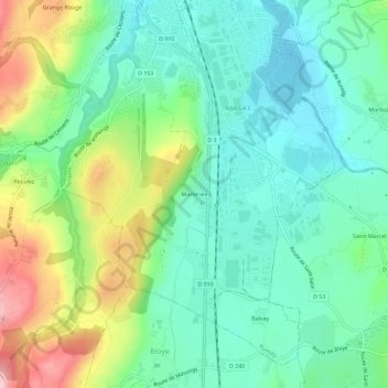 Topografische Karte Martenex, Höhe, Relief