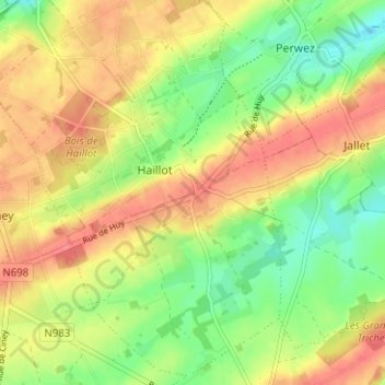 Topografische Karte Matagne, Höhe, Relief