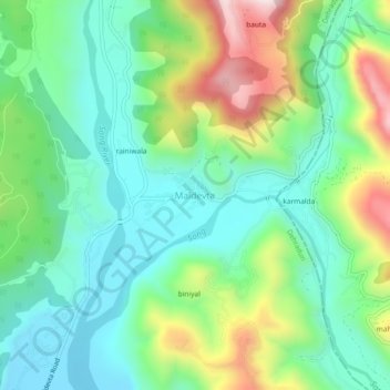Topografische Karte Maldevta, Höhe, Relief