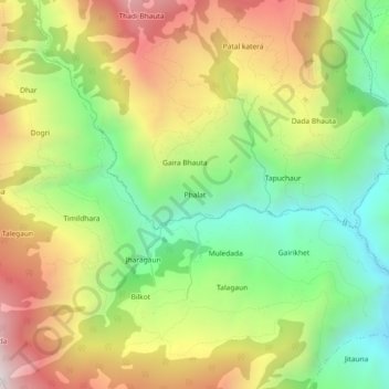 Topografische Karte Phalat, Höhe, Relief