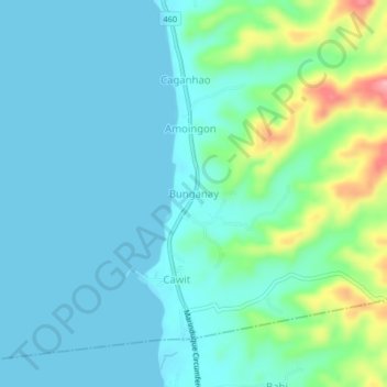 Topografische Karte Bunganay, Höhe, Relief