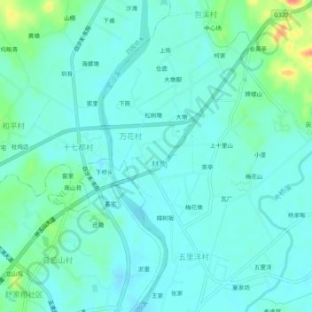Topografische Karte 潘家, Höhe, Relief