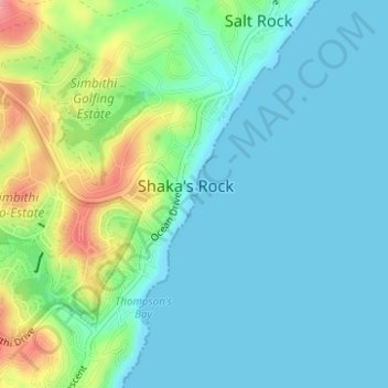 Topografische Karte Shaka's Rock, Höhe, Relief