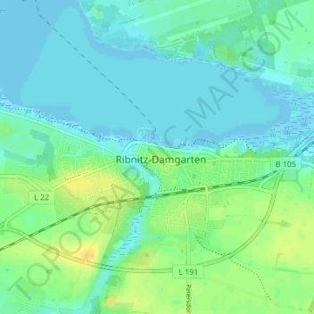 Topografische Karte Ribnitz, Höhe, Relief