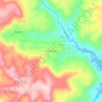 Topografische Karte Pedra Preta, Höhe, Relief