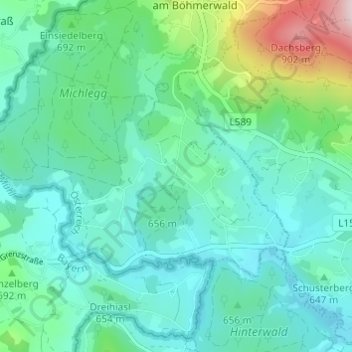 Topografische Karte Hinteranger, Höhe, Relief