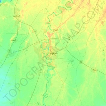 Topografische Karte Baqubah, Höhe, Relief
