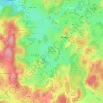 Topografische Karte Chez Chabot, Höhe, Relief