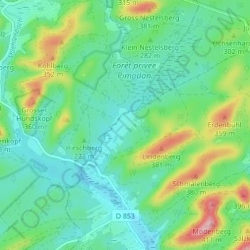 Topografische Karte Neudoerfel, Höhe, Relief