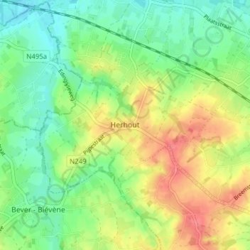 Topografische Karte Herhout, Höhe, Relief