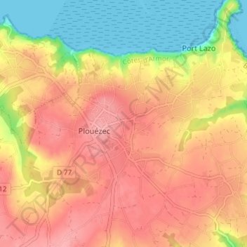 Topografische Karte Goaz Joulin, Höhe, Relief