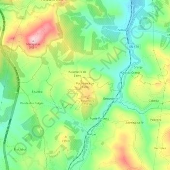 Topografische Karte Patameira de Cima, Höhe, Relief